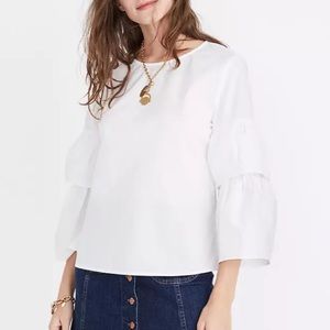 Madewell Tiered Sleeve Blouse White Puff